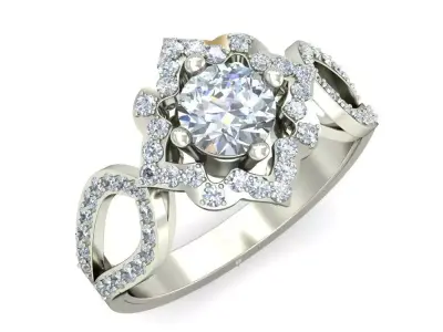 Women Wedding Engagement Twisted  Ring 3D print model