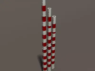 Chimney Low Poly 3d Model three striped straws Low-poly 3D model