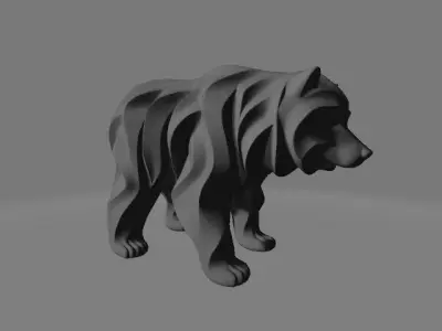 Stylized Layered Bear Sculpture 3D print model