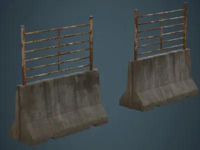 Concrete Barrier 2D Low-poly 3D model