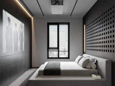 AR-24071 Gray Bedroom - Bedroom 3D Scene 3D model