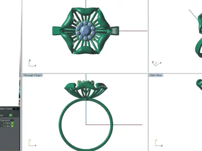 Solitaire Wedding Engagement Women Light Weight Flower Rings 3D print model 2