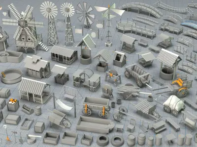 Environment Props - Collection 1 - 122 pieces  3D model