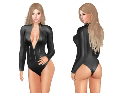 Latex BodySuit With Zip Low-poly 3D model
