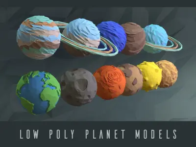 Low poly planets Low-poly 3D model