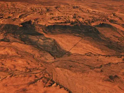 Mars Planet Landscape Desert Terrain Valley 10x10km PBR 04 Low-poly 3D model