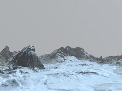 Rock Terrain under the Snow Low-poly 3D model