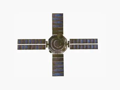 Satellite H11 Destroyed - SciFi Space Design Low-poly 3D model