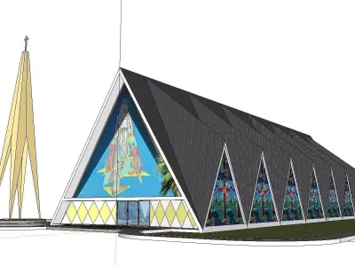 Architecture-Religion-God-Culture-Temple-0126 church with sta... 3D model