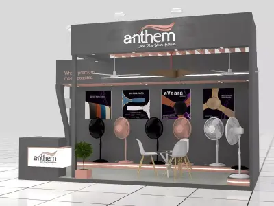 6mtr x 3mtr expo stall 2side open Exhibition Stand Design Low-poly 3D model