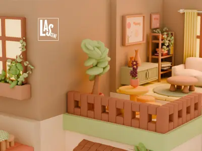 Cute Interior Assets Low-poly 3D model