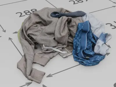 Pile of Pastel Clothes on the Ground 3D Scanned Low-poly 3D model