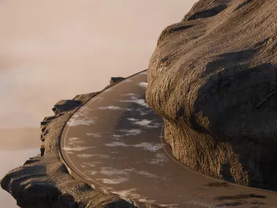 Realistic Cliffside Mountain Road Above Clouds 3D model