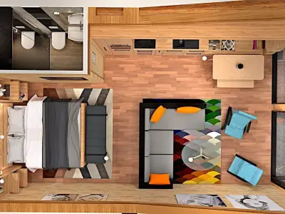 tiny house mobile home vacation house beach hut 3D model Low-poly 3D model