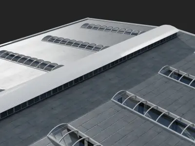 Modern factory hall warehouse Low-poly 3D model