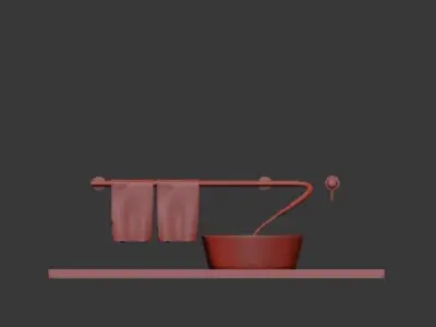 Bathroom sink with bowl on top 3D model