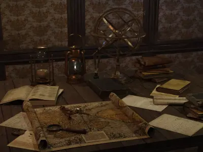 Old Kerosene Lamp Low-poly 3D model