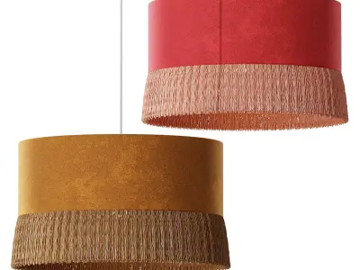 Oliver Bonas Yellow Velvet and Tassel Light Shade 3D model
