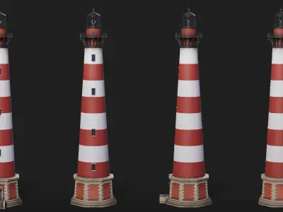 Cape Hatteras Lighthouse Tower Low-poly 3D model