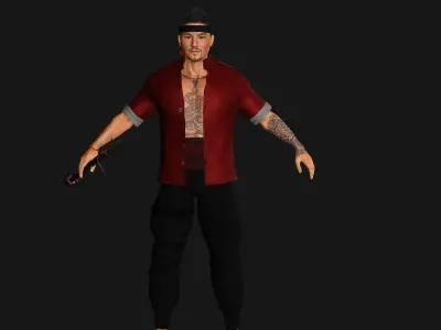 AAA 3D ASIAN FIGHTER KUNGFU MAN - REALISTIC RIG GAME CHARACTER Low-poly 3D model