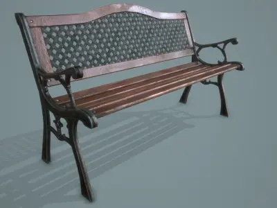 Park Bench Low-poly 3D model 6