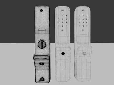 Digital Door Lock model Code Kyra Pro Gold And Bas Smart Lock Low-poly 3D model