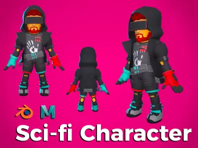 Stylized Sci-fi Character Low-poly 3D model