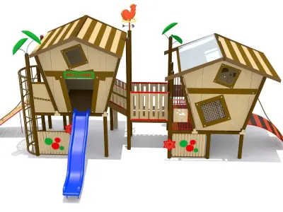 Wooden Playground Low-poly 3D model