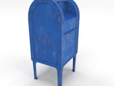 Mailbox Lowpoly Weathered 2 PBR Low-poly 3D model