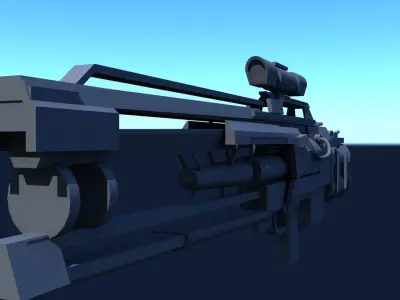 Sci-fi high poly game ready Gun Low-poly 3D model