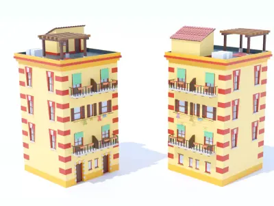 Italian Building number 5 Lowpoly Low-poly 3D model