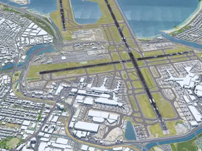 Sydney Airport 10km Low-poly 3D model