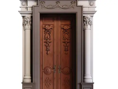 Classic Wood Entrance 934 Low-poly 3D model