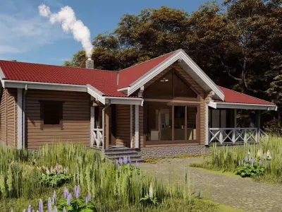 3D model of a wooden house 3D model 12