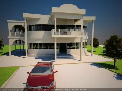 house small villa Low-poly 3D model