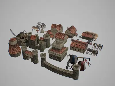 Village L3 Low-poly 3D model