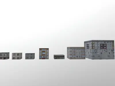 7 apartments with one texture Low-poly 3D model