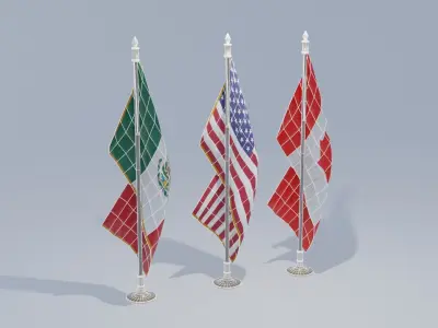 Small Country Flags 4K and 2K Low-poly 3D model
