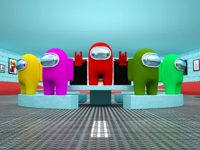 Among us 3d full scene modeling on cafeteria 3D model