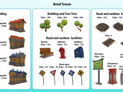 cartoon city Low-poly 3D model