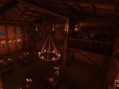 Medieval Tavern Interior and Exterior Low-poly 3D model