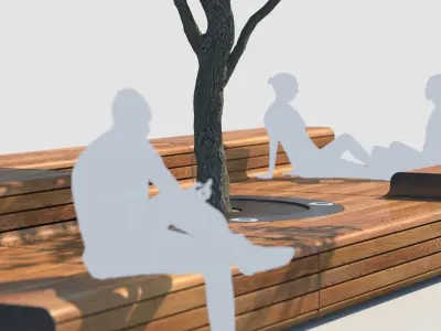 street bench and tree wind animation 3D model