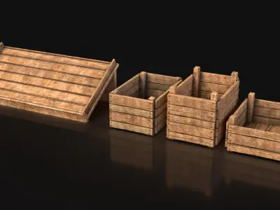 Medieval Market- Vegetables and Boxes Free 3D model