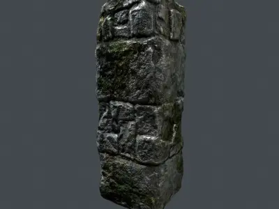 Mossy Stone Pillar Low-poly 3D model