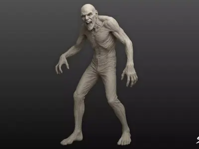 Zombie Statue Stalking Pose Low-poly 3D model