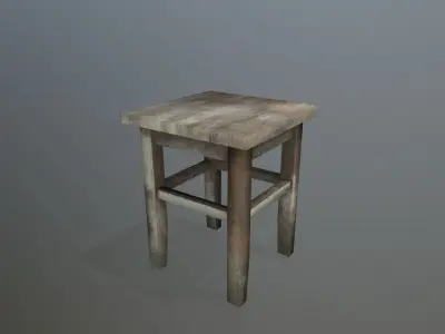 Footstool wooden table Low-poly 3D model
