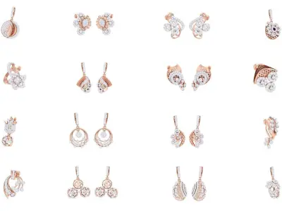 50 High Jewelry Earrings 3dm stl 3dm stl obj mtl 3mf details 3D Model Pack