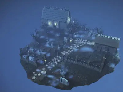 Stylized Graveyard Environment Modular Pack 3D model