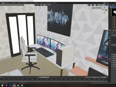 Gamers room Low-poly 3D model