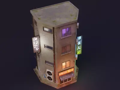 Cyberpunk Building 4 Low-poly 3D model